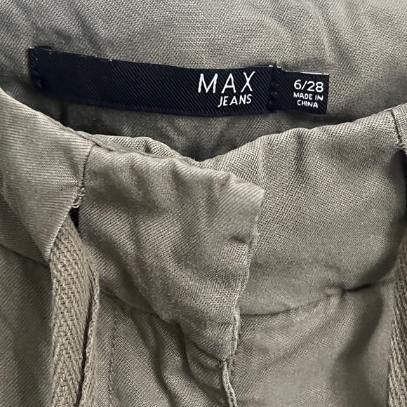 Womens Max Jeans Army Green Drawstring Soft Pant rolled up leg size 6 - Picture 2 of 8